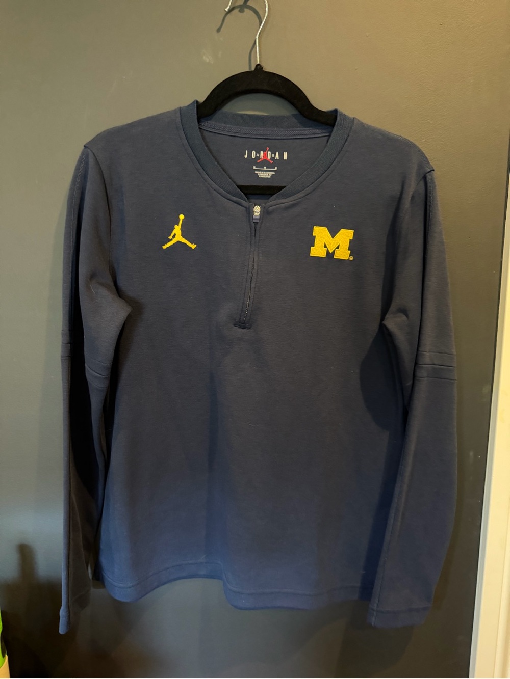 Jordan Michigan Wolverines Navy Long-Sleeve Quarter-Zip